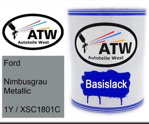 Ford, Nimbusgrau Metallic, 1Y / XSC1801C: 1L Lackdose, von ATW Autoteile West.